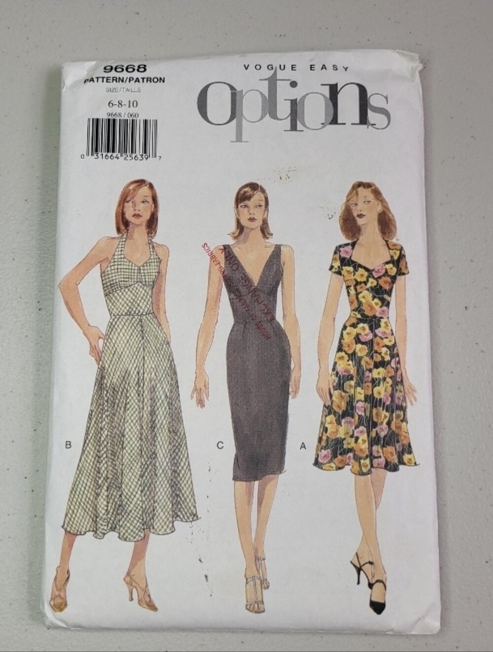 Vintage Vogue 9668 Easy Options Dress Sewing Pattern Size 6-8-10. Uncut. 90s
